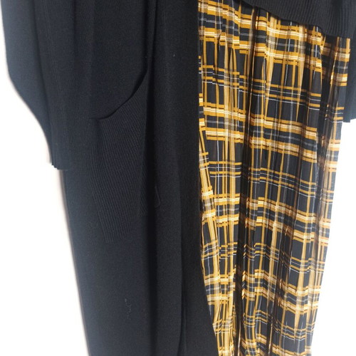 Wiya black knit dress mixi with pleated detail one size oversized like new