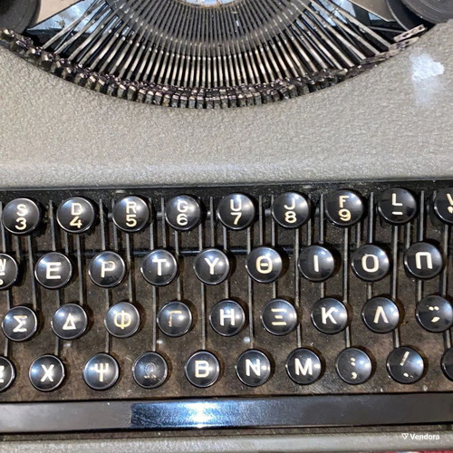 Hermes Baby Rocket portable typewriter used, Greek keyboard, vintage