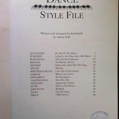 Dance Style File by Adrian York like new, piano solo sheet music