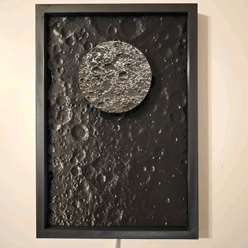 3D Printed Moon Landscape Frame with LED Light like new