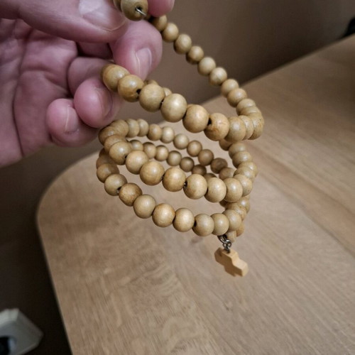 Bracelet with wooden beads.