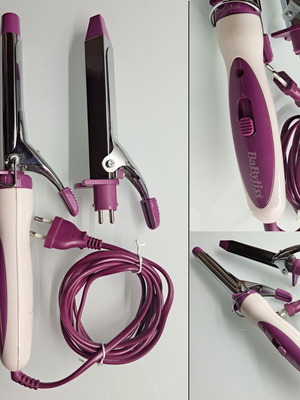 Babyliss hair curling iron like new, pink-white, for curls