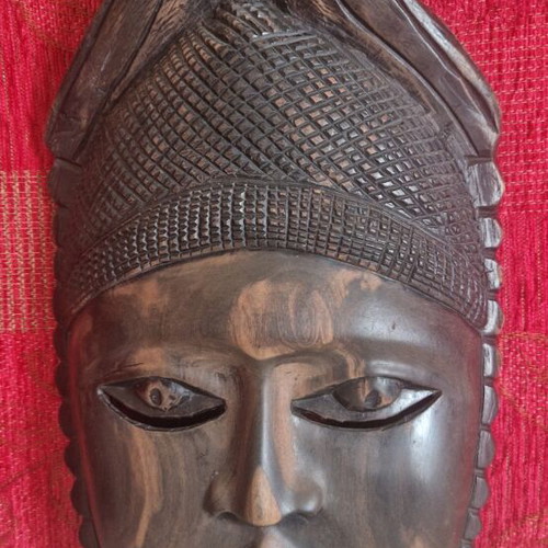 African wooden mask, handmade, ebony wood