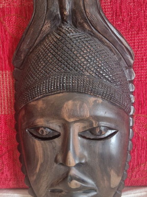 African wooden mask, handmade, ebony wood