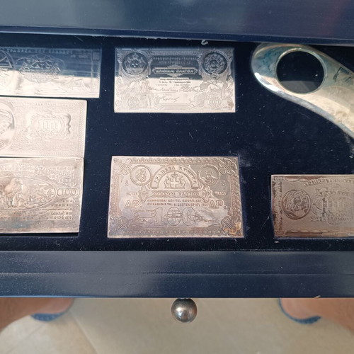 Silver Plates 1000 Grade Used Greek Banknotes Collectible Set