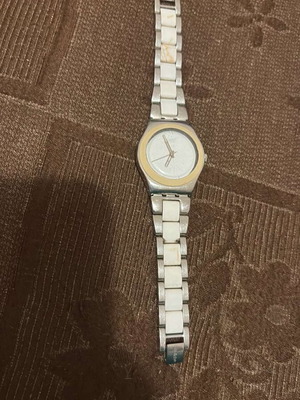 Swatch wristwatch, white and grey, women's