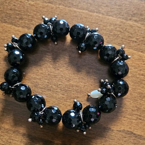 Gregio 925 Silver Bracelet with Black Stones and Bronze Details Like New