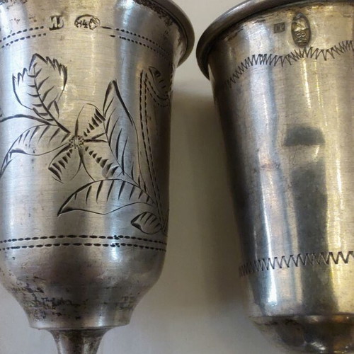 Silver Pair of Tsarist Era Goblets like new