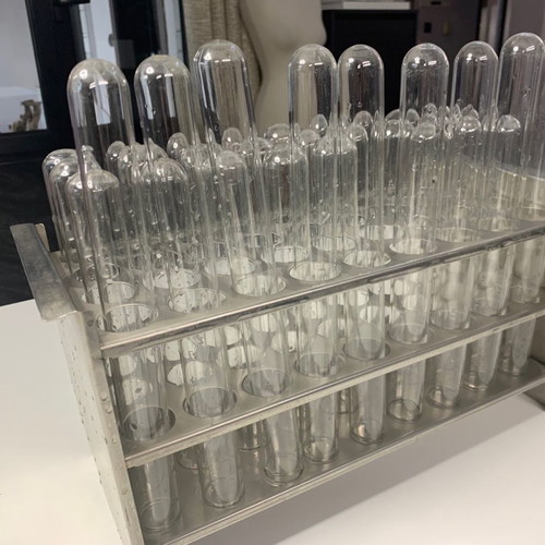 Microbiology lab stand with test tubes collectible, vintage