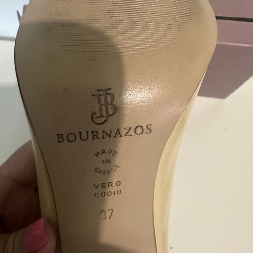 J. Bournazos Leather Pumps Nude with Buckle New