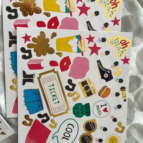 Scrapbooking kit used with stickers and decorative papers
