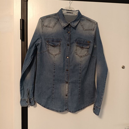 Sisley women's denim shirt, medium, blue wash effect