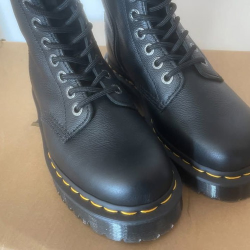 Dr Martens Over The Knee Leather Platform Boots New Size 37 Black