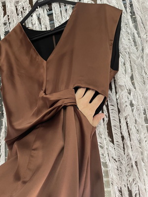 Zara satin dress size small, like new, bronze brown