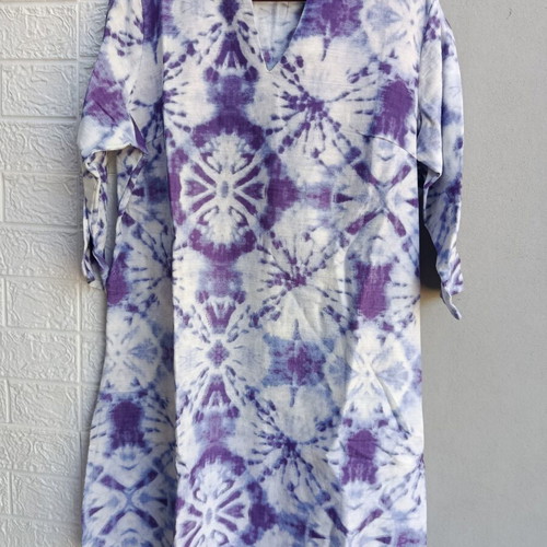 Nef nef caftan like new, 100% cotton, white and purple