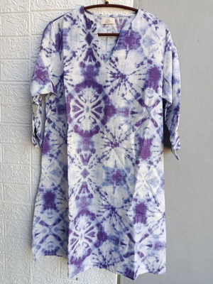 Nef nef caftan like new, 100% cotton, white and purple