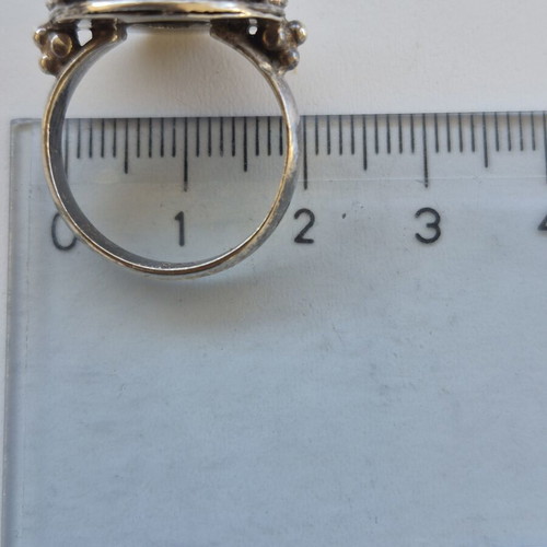 Silver ring with semi-precious stone s925 vintage, grey