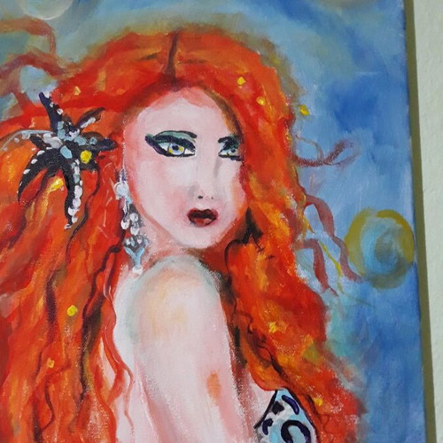 Painting with acrylics, handmade artwork on 40x30 cm canvas