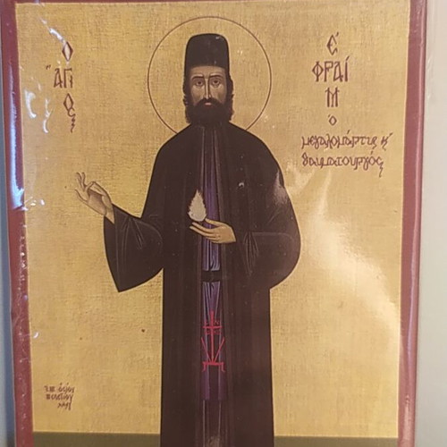 Wooden Byzantine Icon of Saint Ephraim the Wonderworker new