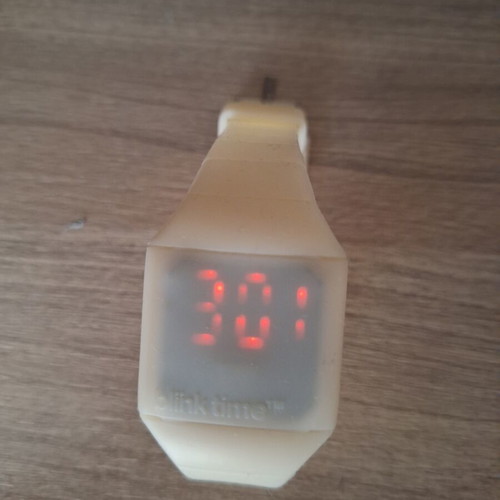 Digital watch like new, white, shows time and date