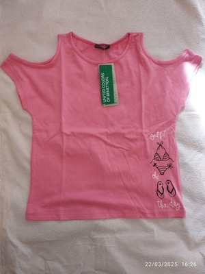Benetton Pink Cold-Shoulder Top New Size M 7-8 Years
