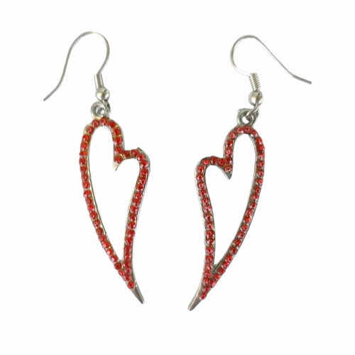 Heart earrings used, red