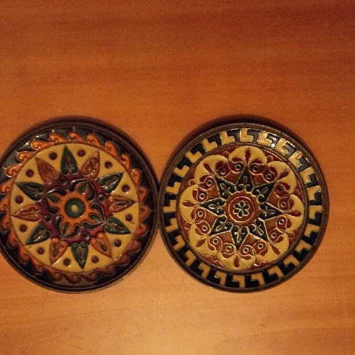 Cloisonné wall plates pack of 4 like new, enamel decoration