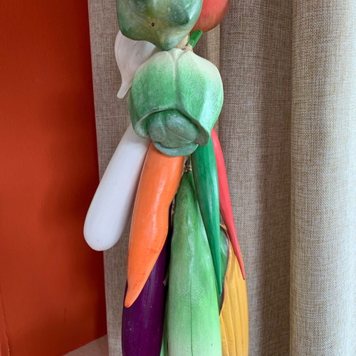 Hanging kitchen decoration with 12 wooden vegetables new