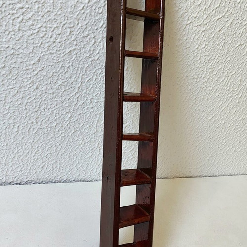Handmade wooden miniature ladder used, 39 cm