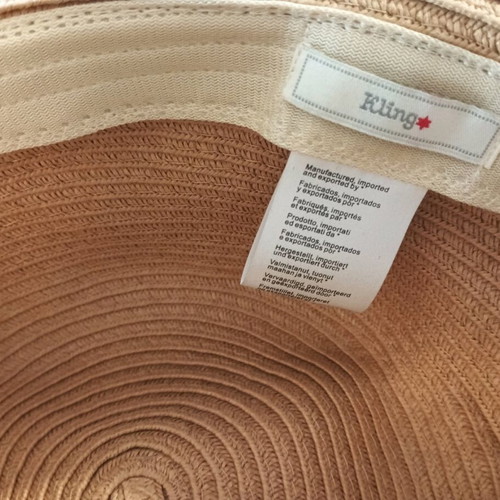 Kling sun hat with orange and turquoise ribbon like new