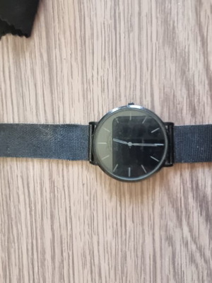 Oozoo Total Black Quartz Watch used with Black Mesh Bracelet