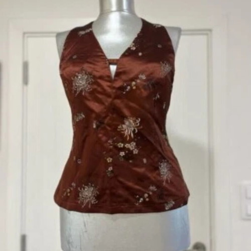 Hennes Collection Corset Style Satin Top size 40 like new, embroidered