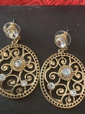Oval earrings with zircon new, gold color by A.L.E.