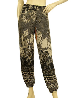 Fuzzi floral black and beige trousers used, size S