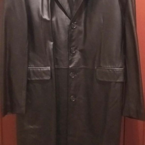 Catamaran men's leather coat, black, size L