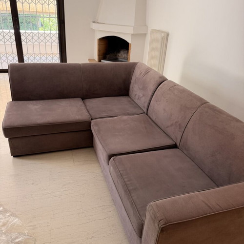 Corner sofa 2.50 x 1.75 m like new, grey-brown water-repellent fabric