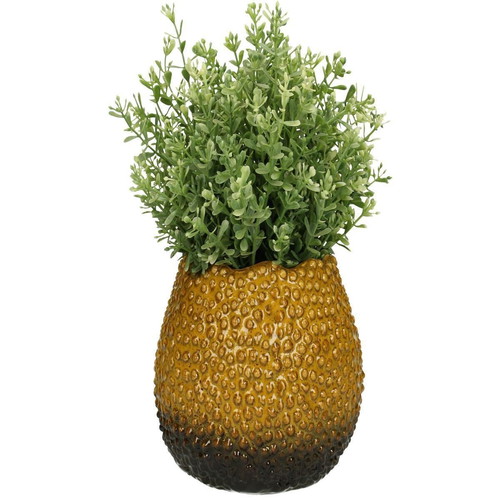 Ceramic yellow flowerpot 15x15x12cm new