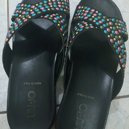 Liu Jo sandals new, black with colorful crisscross strap