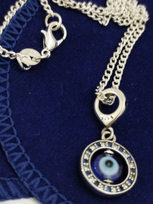 ασημένια αλυσίδα 925 μήκους περίπου 55cm με ασημένιο κρεμαστό 925 ματάκι