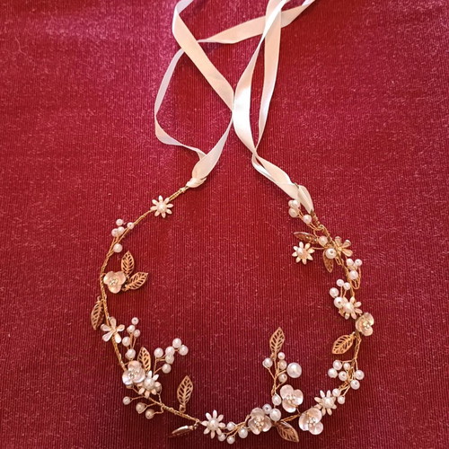 Wedding hair decoration Kouaf with pearls and gold flowers new