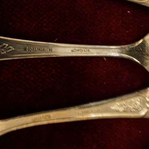 Set of 12 Vintage Soviet Gold-Plated Spoons Melchior USSR