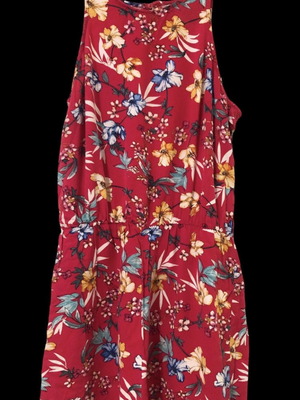 Floral red jumpsuit used, size S