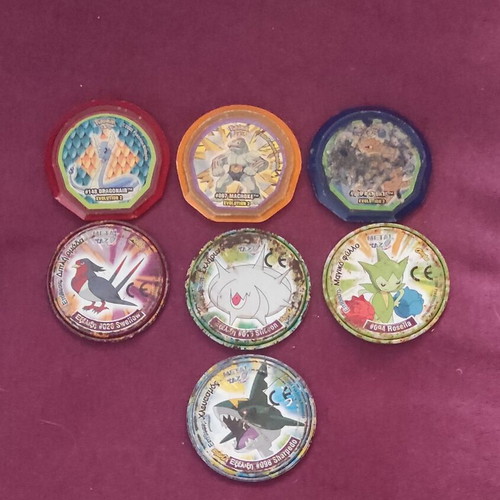 Pokémon Nox and Metal Tazos used, set of 7 caps