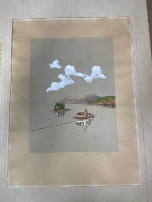 Corfu watercolour painting used artwork