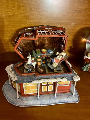 Vintage metal Christmas musical house with movement