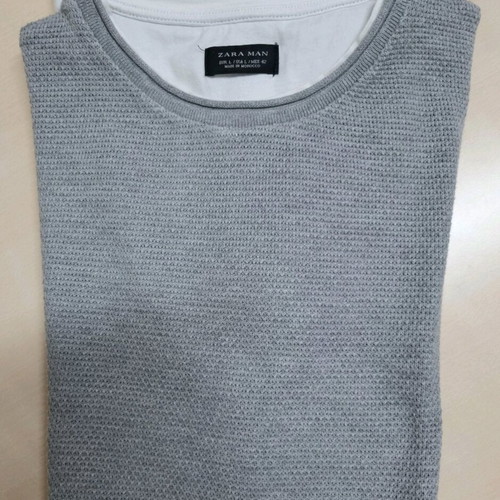 Men's gray cotton T-shirt Zara like new, size L