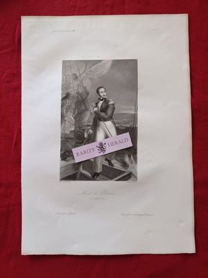 Lithograph portrait of philhellene captain Hippolyte Magloire Bisson like new