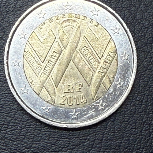 Commemorative 2 Euro Coin France 2014 World AIDS Day