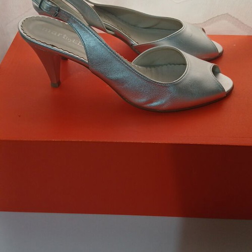 Elite women's sandals used, leather, silver, size 40