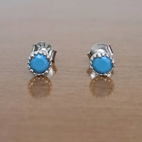 Aqua Blue Chalcedony Earrings in Sterling Silver 925 new